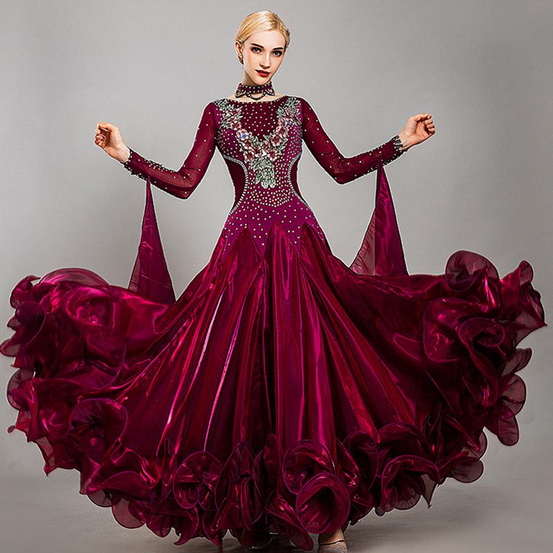 G　社交ダンス競技ドレス　豪華正装ドレス　競技会発表会ダンスワンピース　ゴージャスワルツドレス　9色　サイズ調整対応　 品番3048