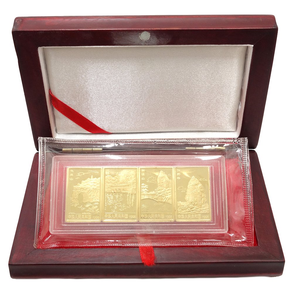 中国桂林山水記念金貨 Au999 純金 50元 1/2オンス 4枚セット 62グラム 24金イエローゴールド 金貨 純金 / 081646【中古】