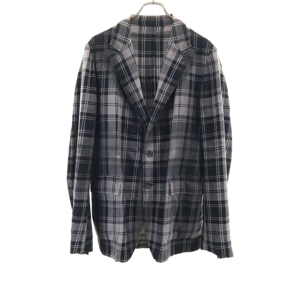 ボッテガヴェネタ イタリア製 チェック柄 ウール テーラードジャケット 50 ブラック×グレー BOTTEGAVENETA メンズ