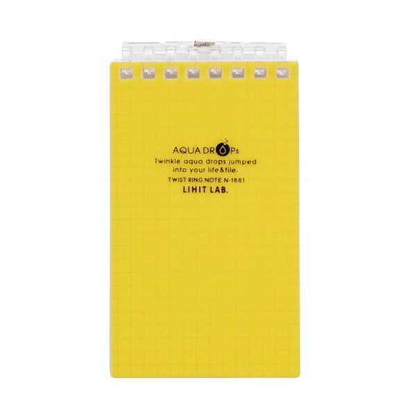(まとめ) リヒトラブ AQUA DROPsツイストノート（メモサイズ） 125×72mm 8穴 5mm方眼罫 黄 40枚 N-1661-5 1冊 (×50セット)