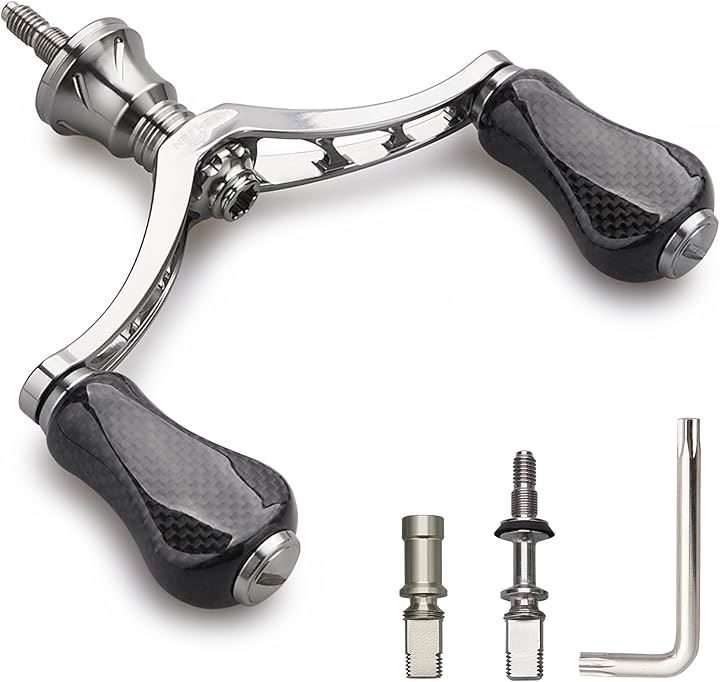 80mm リール ハンドル 20mm カーボン ノブ 搭載 シマノ ダイワ 通用 スピニングリール用 Gourd Series - 935( 80mm - ガンメタル)