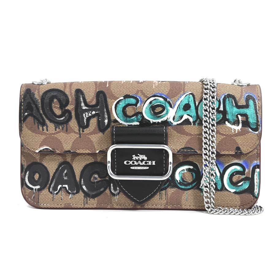 コーチ COACH 斜め掛けショルダーバッグ シグネチャー ペイント レザー ブラウン レディース r9945f