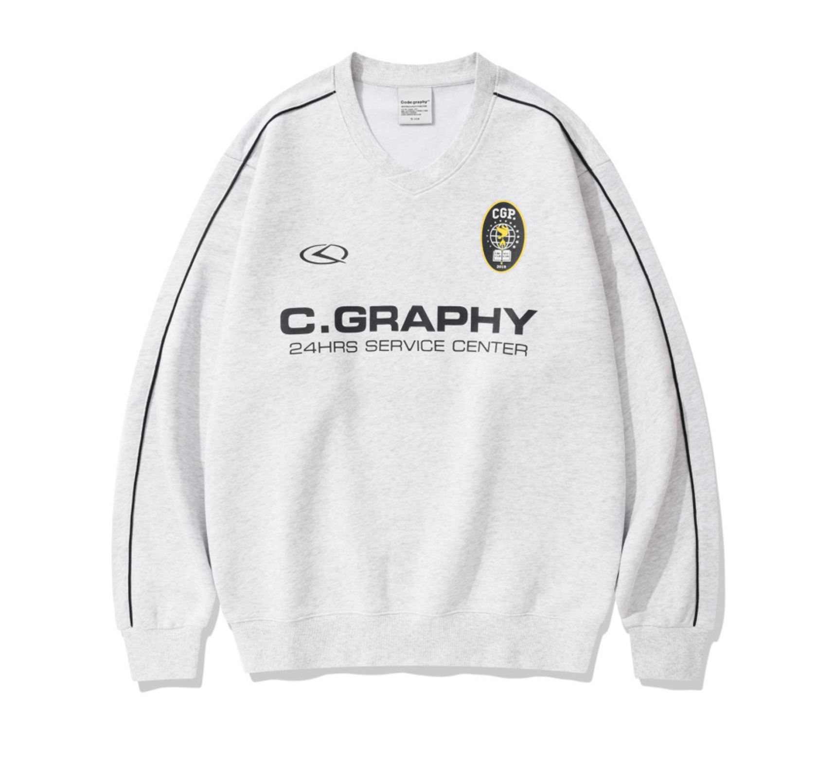 CODE GRAPHY Track V-neck sweatshirt_Light Gray CBDWUTL110MGフード付き