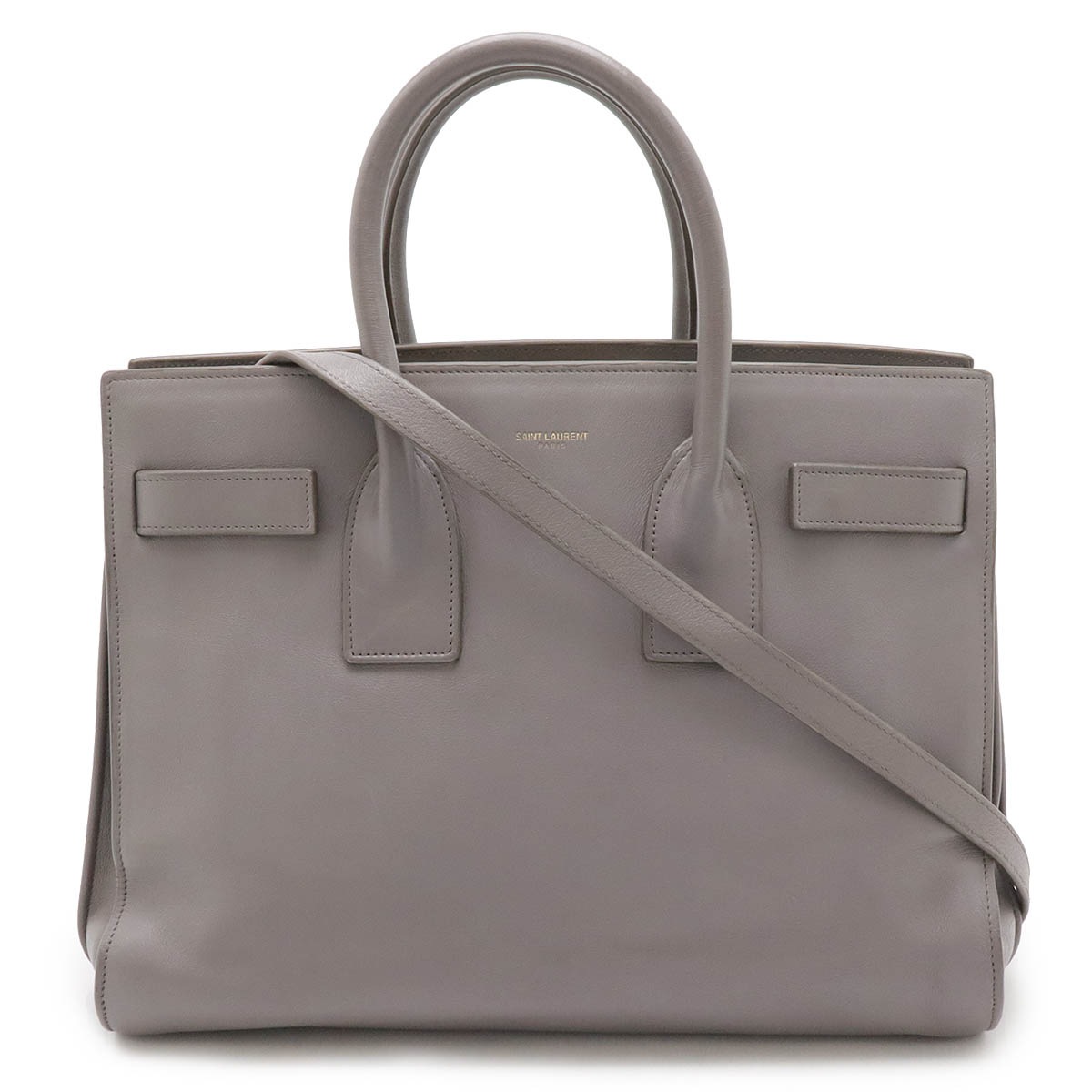 YSL イブサンローラン サック ド ジュール ハンドバッグ 2WAY ショルダーバッグ レザー グレー 32482