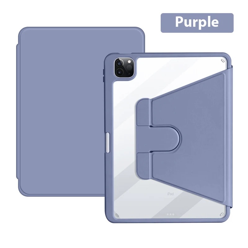 IPad AirPro 2021世代用ケース,12.9 回転シェル,Mini 6 2020 10.2 360世代, Purple For iPad 10th