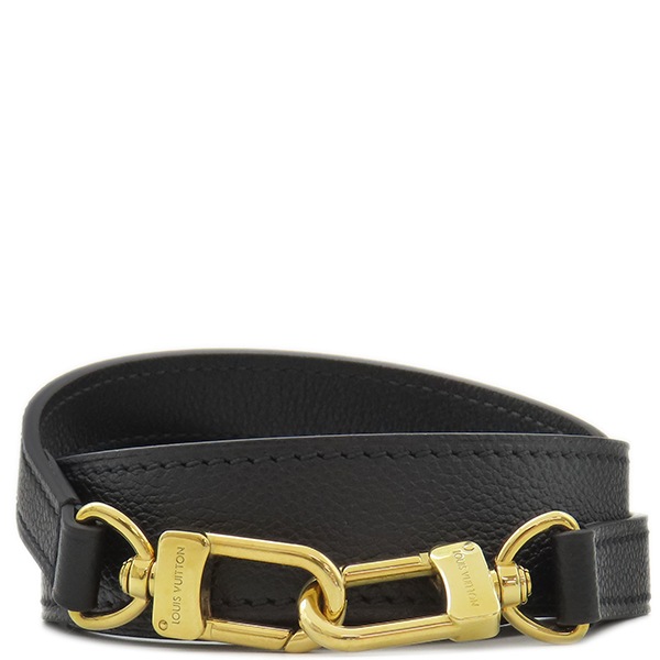 ルイヴィトン LOUIS VUITTON ショルダーストラップ 109cm レザー ブラック ゴールド金具 黒 【中古】