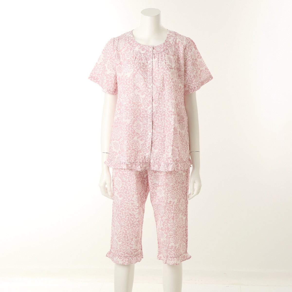 []WPA7176W 夏用コットン楊柳ピンクパジャマセット