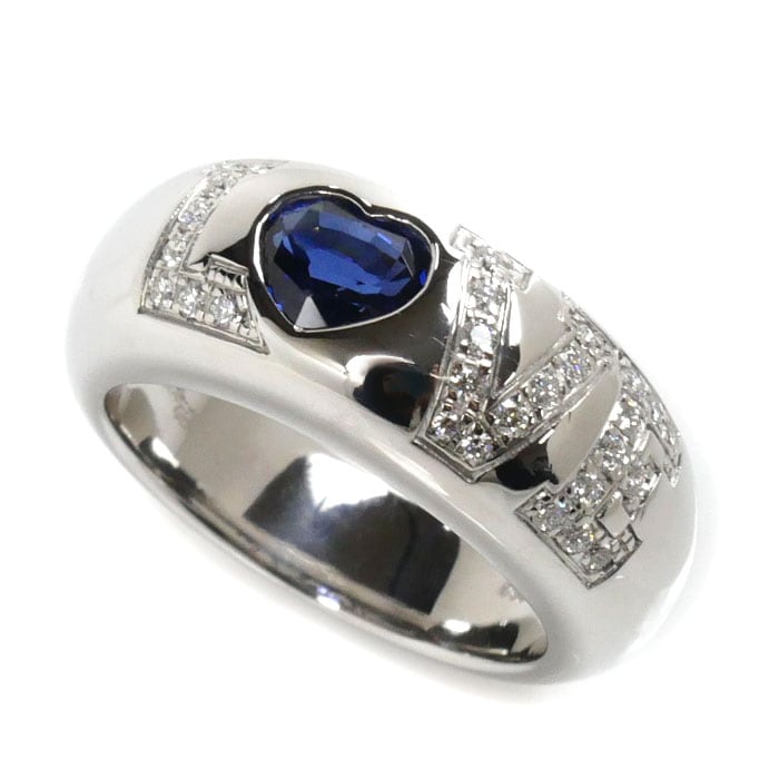 Chopard ショパール K18WG ホワイトゴールド ラブコレクション リング・指輪 サファイア ダイヤモンド 12号 12.1g レディース 中古 美品