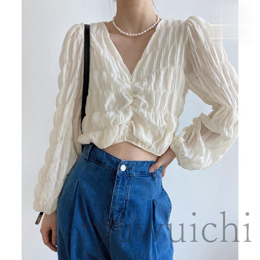 ブラウス Vネック レディース長袖