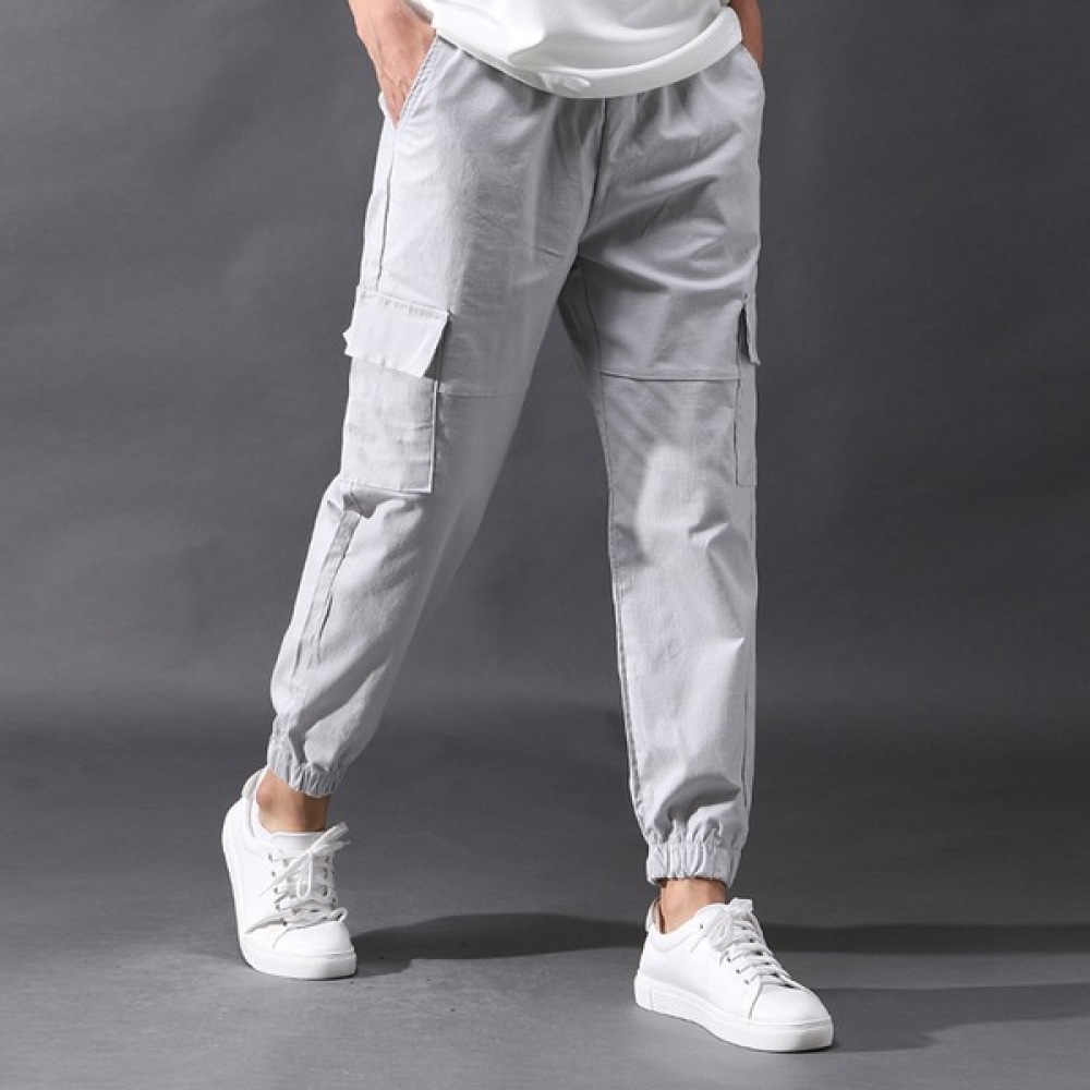 (Juans) リネンスパンバンディングセミワイドカーゴジョガーパンツ FICP1583