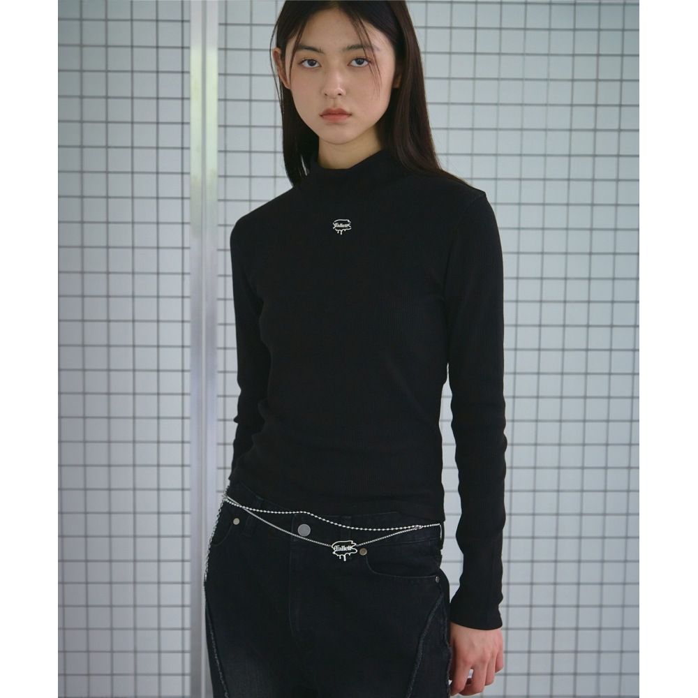 FALLETTハイネックロングスリーブトップブラック