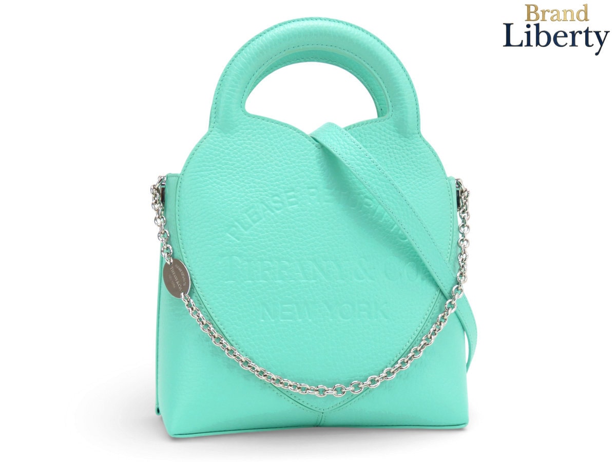 レア新品同様ティファニーTIFFANY&Co.リターントゥティファニーハートミニトートバッグ2WAYハンドバッグ斜め掛けショルダーバッグポシェットティファニーブルーレザー72017560