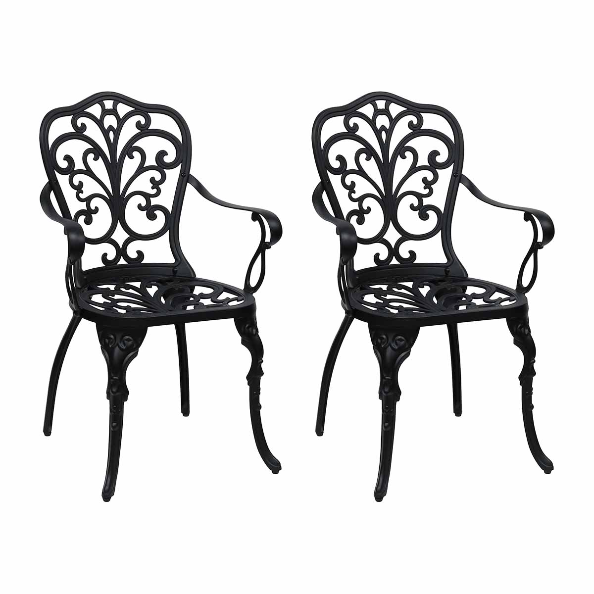 【2脚セット】 アルミ製 アームチェア ガーデンチェア 庭 ガーデニング 屋外 おしゃれ 黒 ブラック トルペ