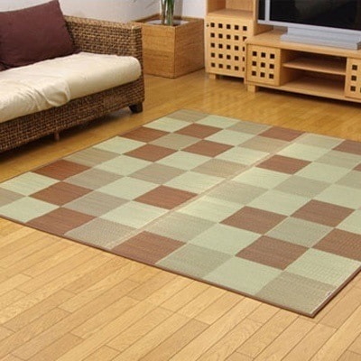 イケヒコ・コーポレーション 純国産 い草ラグカーペット 『ブロック2』 ブラウン 約191×191cm 8220570 【送料無料】