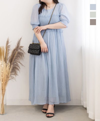 大きいサイズ レディース LL 3L 4L XL XXL XXXL CLETTEオリジナルレイヤード風シャーリングワンピース