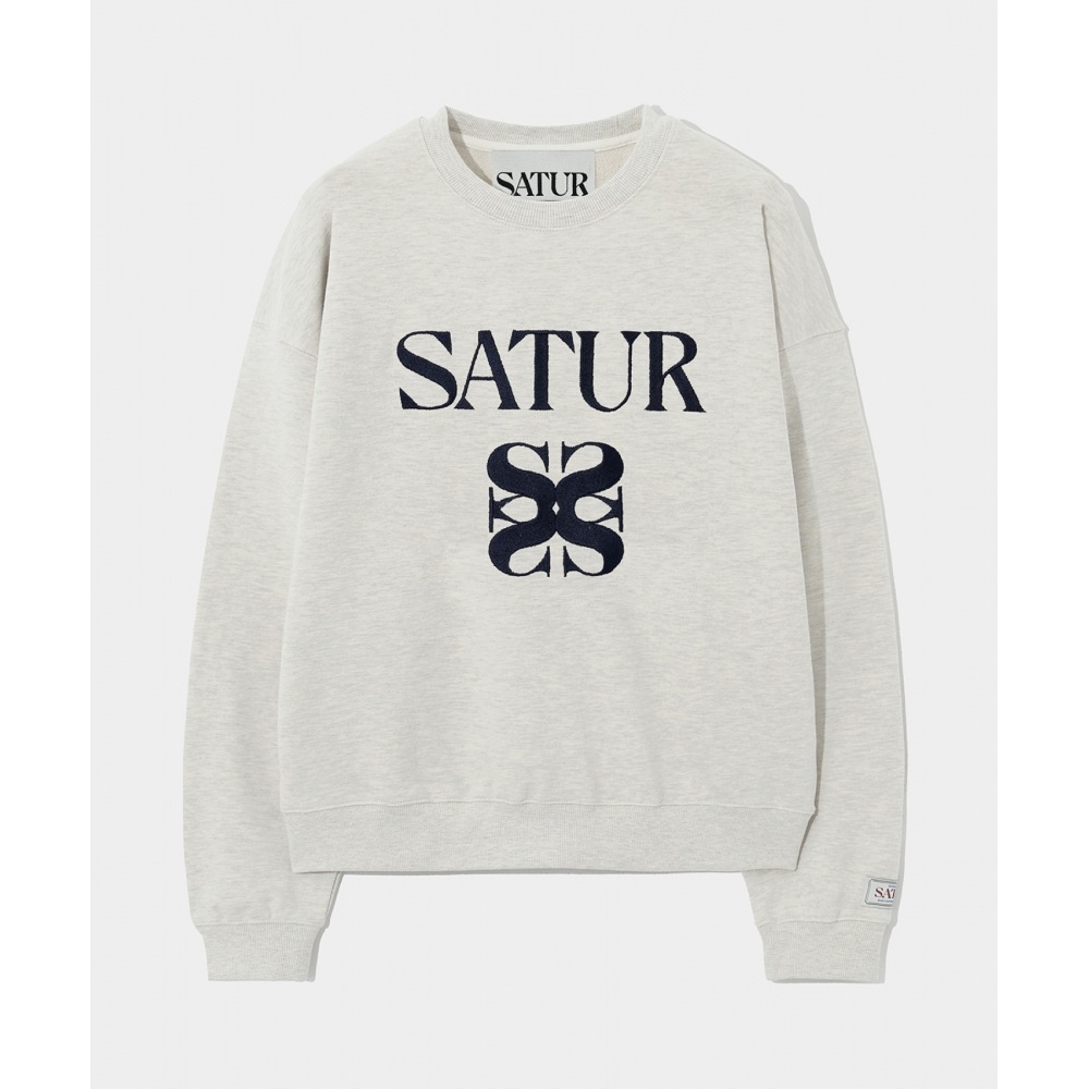 SATUR クラシックロゴスウェットシャツメランジアイボリー