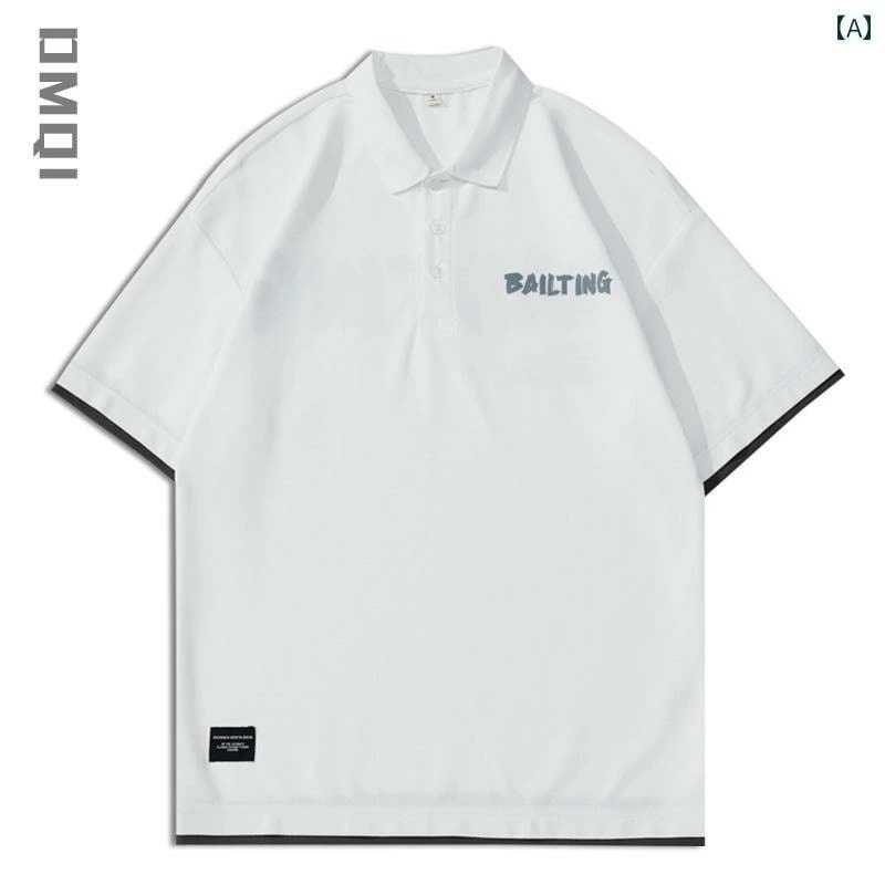 ポロシャツ メンズ 夏 プリント 半袖 カジュアル 大きいサイズ 夏 フェイク ツーピース 五分袖 Tシャツ 合わせやすい かっこいい