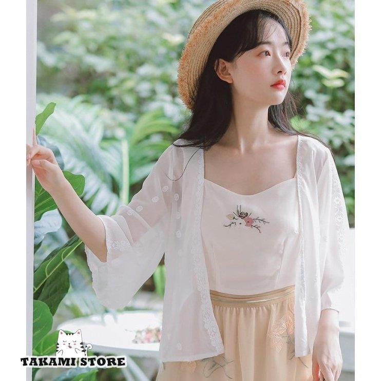 シアーカーディガン 夏用 カーディガン レディース 夏 ショート丈 薄手 大きいサイズ 薄手カーディガン サマーカーディガン 七分袖 白 刺繍 羽織もの 可愛い