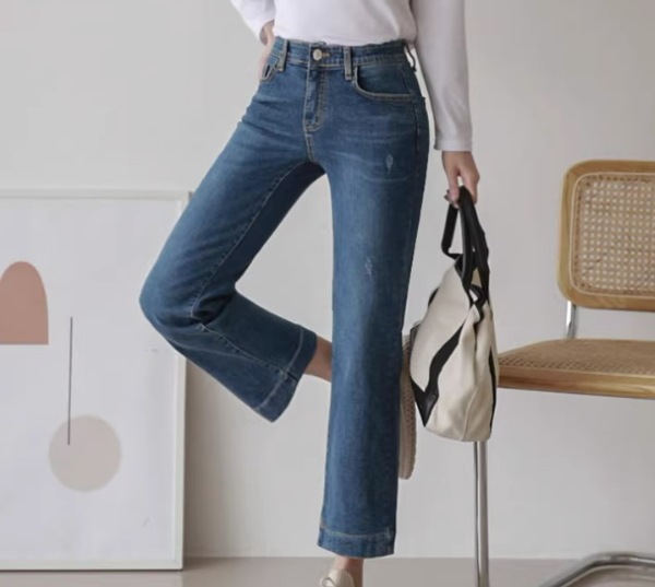 レディース パンツ ボトムス デニム Gパン デニムパンツ アンクル丈 ストレート ポケット ブルーデニム かわいい シンプル カジュアル おしゃれ かっこいい こなれ感 ラフ メンズライク