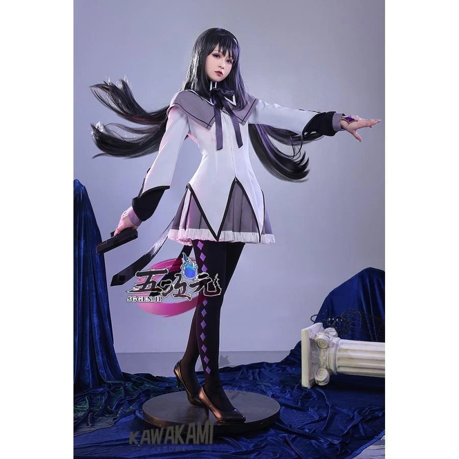 三分妄想　魔法少女まどかマギカ コスプレ　コスプレ　暁美 ほむら　衣装　 いしょう ウィッグ　1423