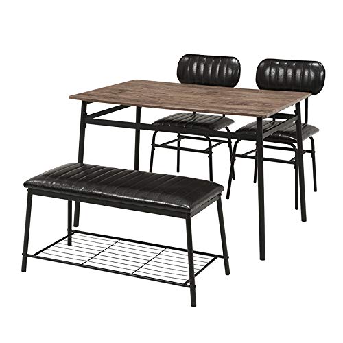 色：ブラック 萩原 ダイニングテーブルセット ベンチタイプ ブラック LDS-4884BK チェア