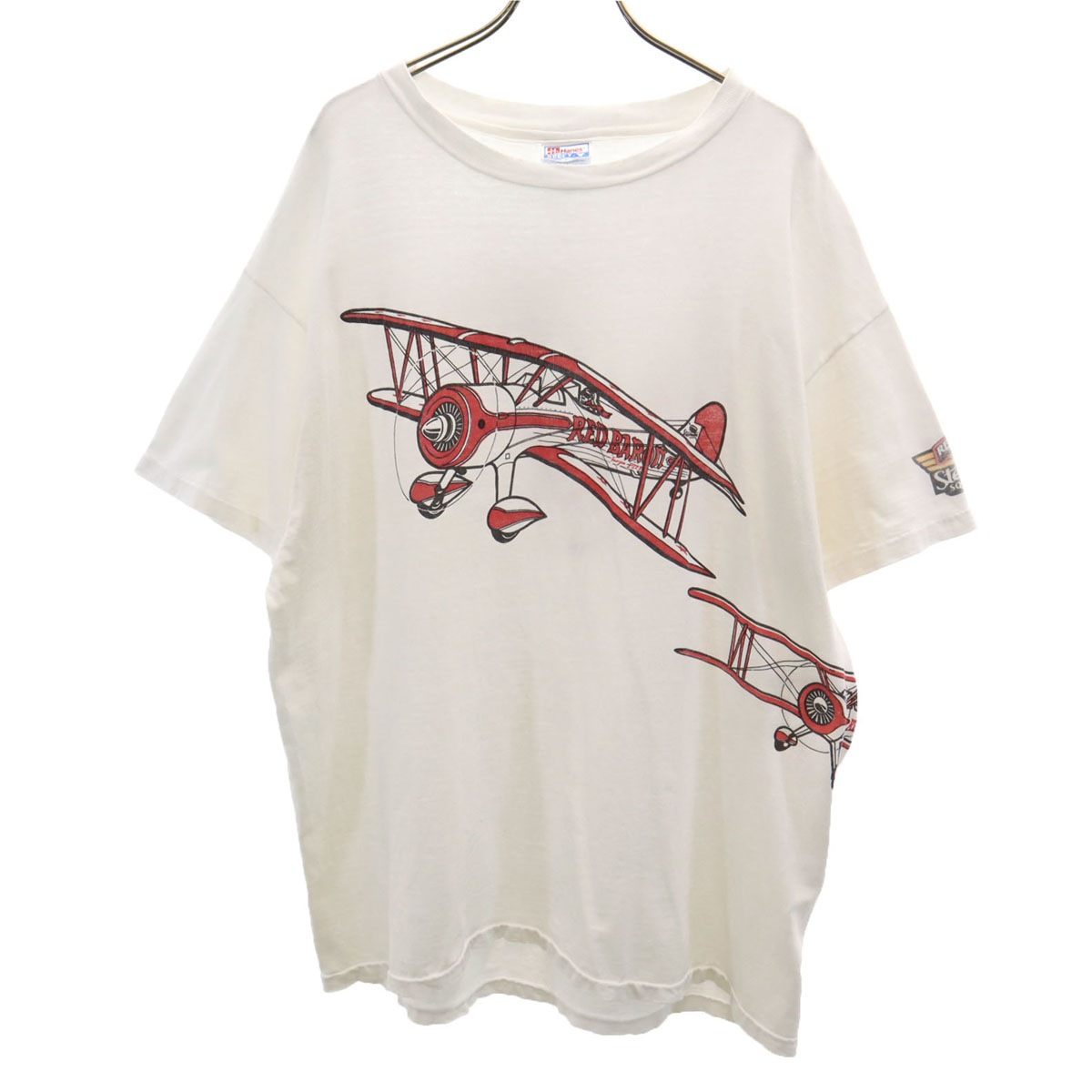 90s USA製 オールド RED BARON プリント 半袖 Tシャツ XL ホワイト シングルステッチ 戦闘機 レッドバロン BEEFY-T メンズ 古着 5,410円