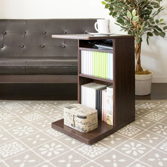 ソファサイドテーブル 天板 2口コンセント付き ST-550-BR ブラウン