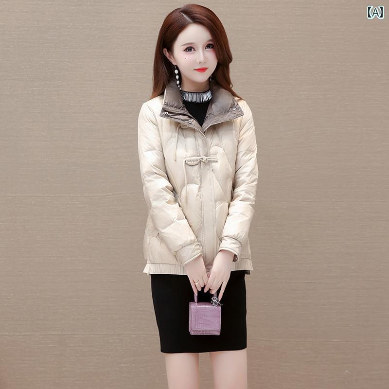 レディース カジュアル ダウンジャケット フレッシュ ホワイトダックダウン ジャケット 冬 暖かい ショート