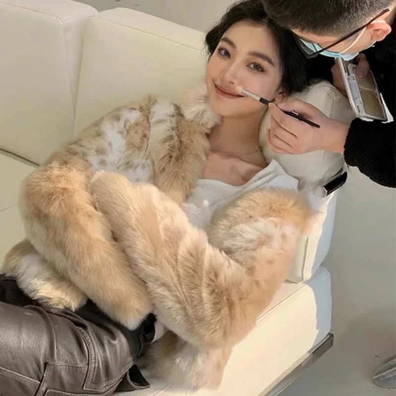 人気商品 レディースファージャケットショートヒョウ柄スタンドカラー厚みのあるトップスファッショナブルで多用途