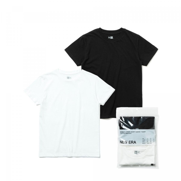 NEWERA ニューエラ Womens 2-Pack 半袖 コットン Tシャツ ブラック/ホワイト 14476601 レディース