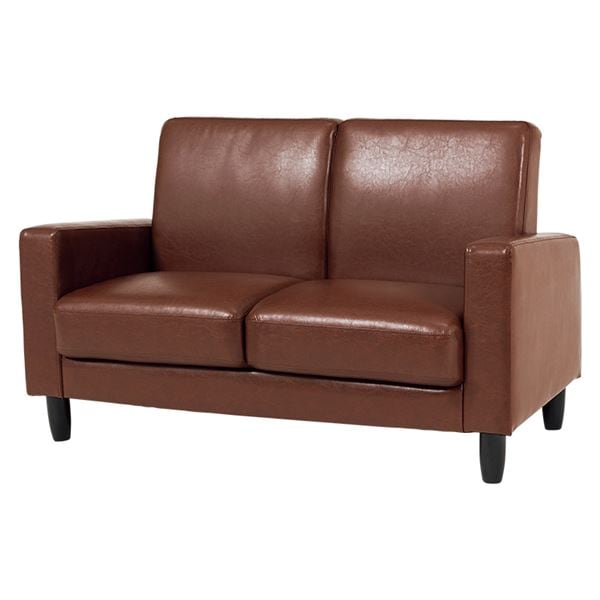 ソファー 約幅120奥行64高さ71座面高38/26cm ブラウン 脚付き 肘付き 合皮 合成皮革 組立品 リビング ダイニング