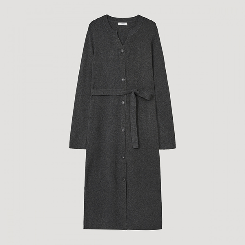 (シールズミス) Vネックリブ編みロングニットワンピース_SSKOPP12010_CH