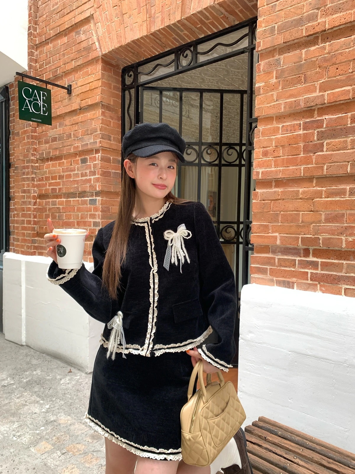 秋の小さな香水風シニアファッションのセンス老化スーツツーピース女性