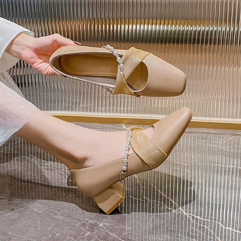 モカシン 母の日 単靴ヒール高さ3-5cm 太ヒール 気質 質感 高級感 おしゃれ メリージェーンシューズ ミドルヒールシューズ ジェントルスタイル フレンチヴィンテージ ヒールパンプス