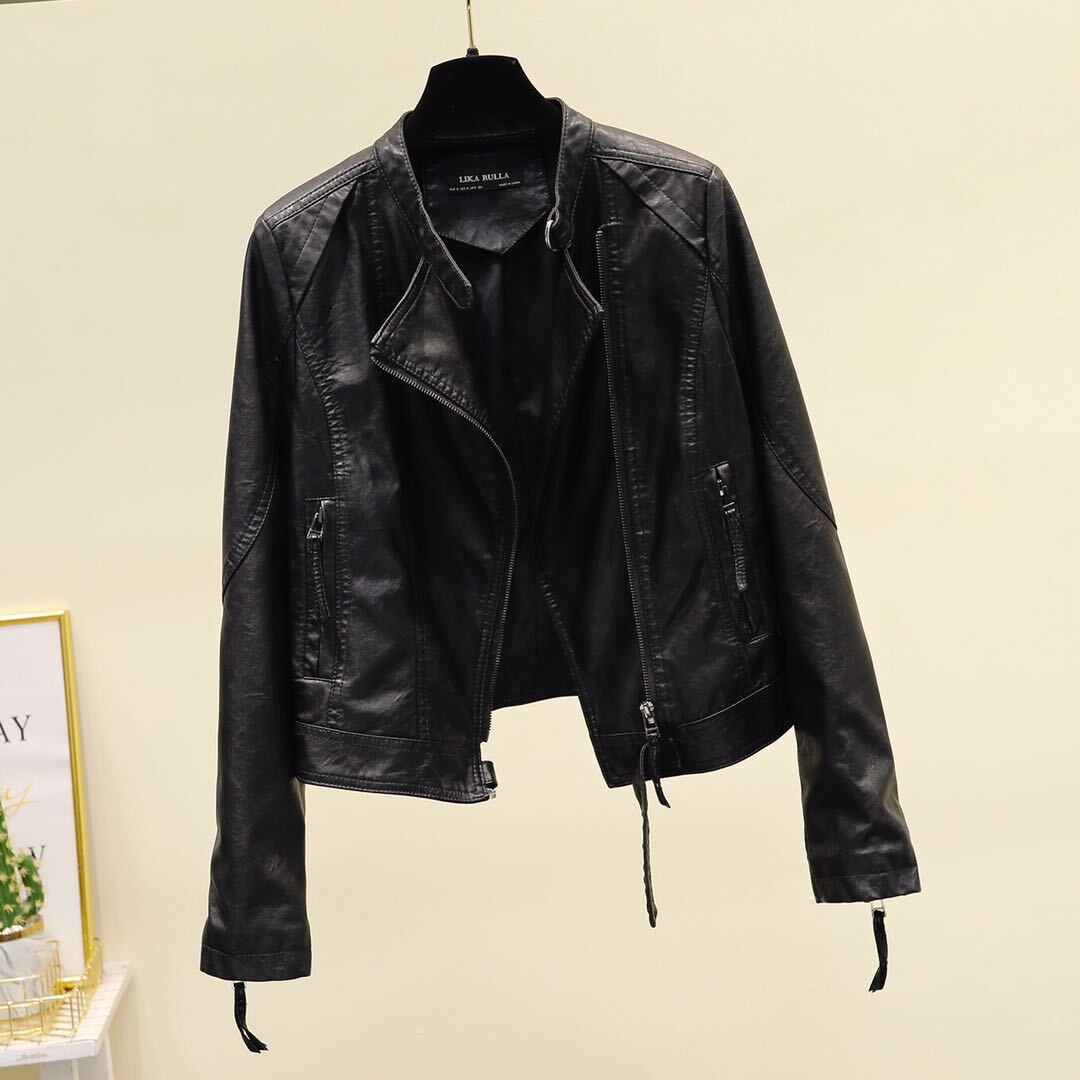 ライダースジャケット アウター ジャケット ショート ショート丈 袖あり 長袖 ラウンドネック 前開き PU かわいい 大人可愛い きれいめ シンプル カジュアル 大人 上品 おしゃれ お洒落