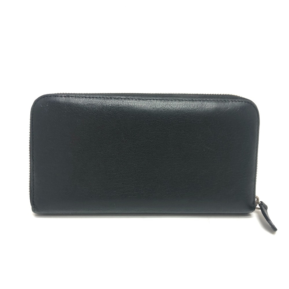 長財布 フロントロゴ ラウンド 長財布 財布 ウォレット レザー ブラック