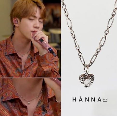 [正品店]bts jin着用 (N375) シルバー/ゴールドネックレス ガーネットネックレス