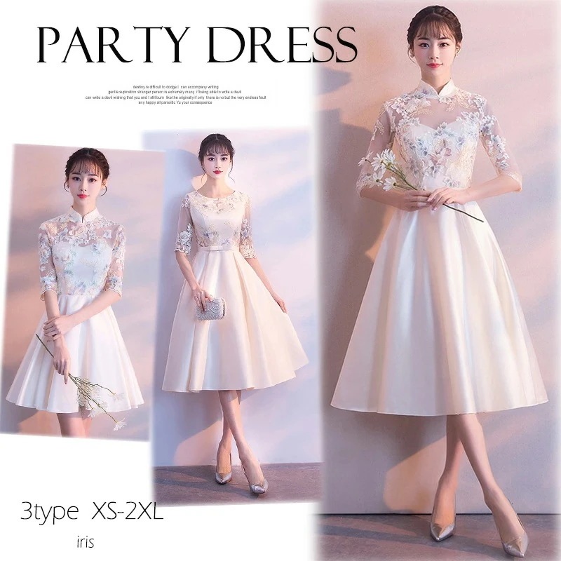 高評価多数パーティードレス 結婚式 呼ばれ ドレス 二次会 ワンピース ミモレ丈 披露宴 着痩せ 食事会 花嫁 ミニ丈 卒業式 20代 30代 40代 同窓会 写真より/3タイプ