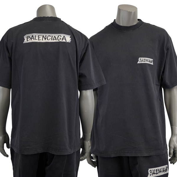 BALENCIAGA バレンシアガ Masking Tape アートワーク ロゴ Tシャツ/764235 TTVL6 1041