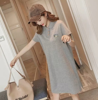 レディース スカート トップス ワンピース ポロワンピース ポロワンピ 膝丈 半袖 襟付き ポロカラー タイト スリム 細身 ストレート ストリート アメカジ カジュアル スポーティー ロゴ プリント