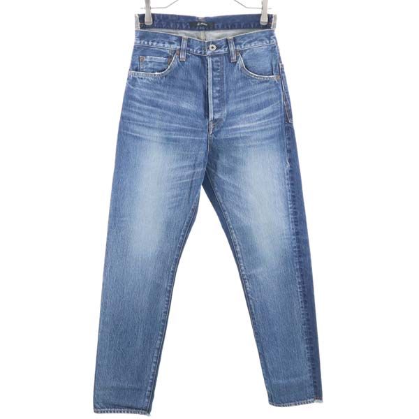 SATUR】 TAPERED RELAXED WASHED DENIM PANTS : MID BLUE デニム