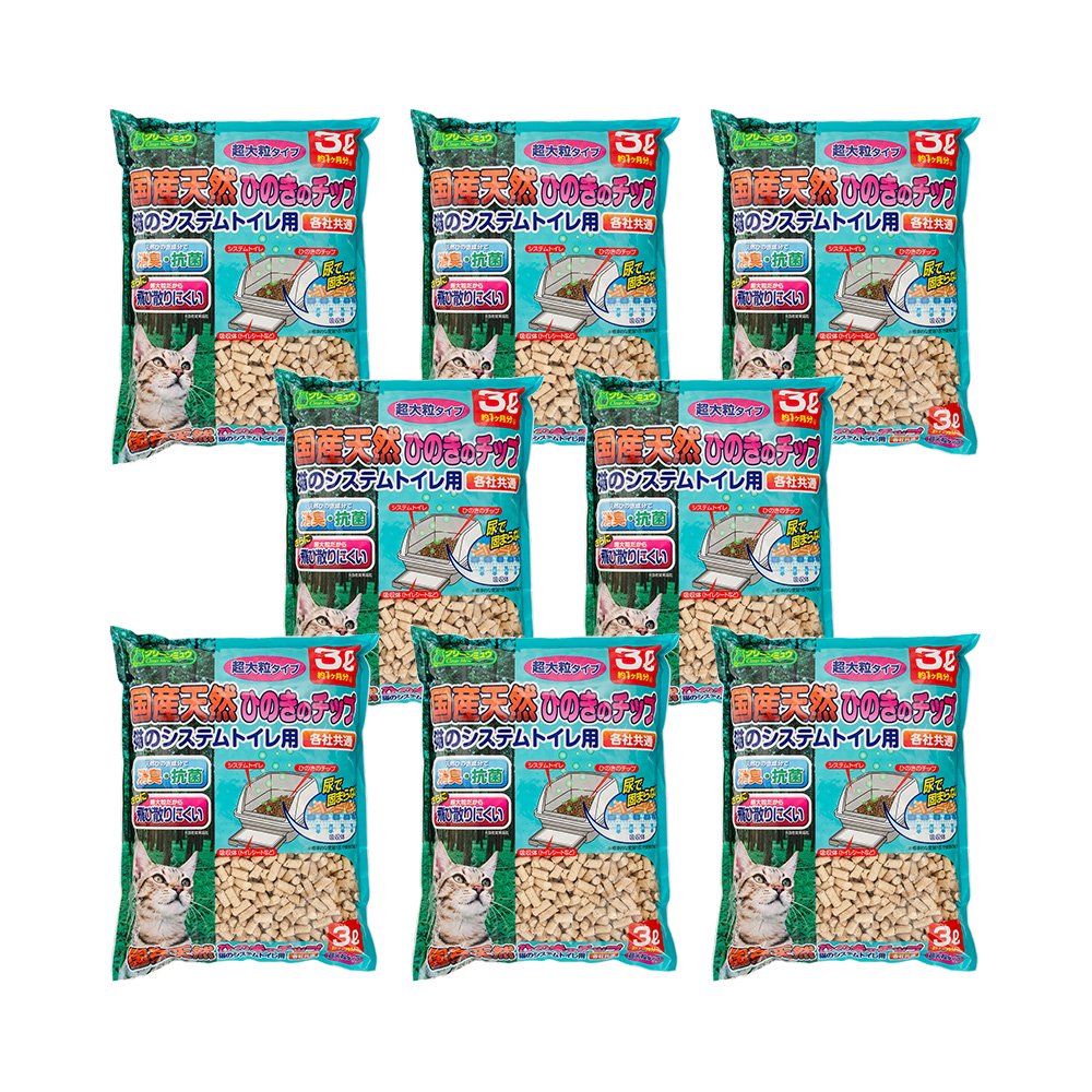 猫砂　シーズイシハラ　クリーンミュウ　国産天然ひのきのチップ　超大粒　３ＬX８　箱売り　お一人様１点限り　ＣＲＣ30―14―30―20―00