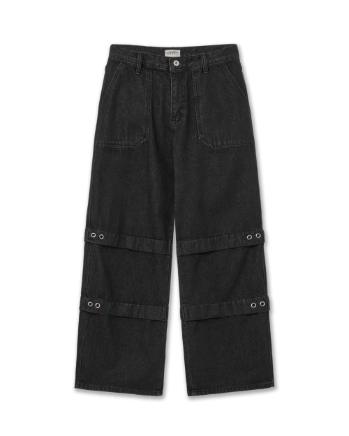 【AEAE】 LAYERED DENIM PANTS [BLACK] 正規品