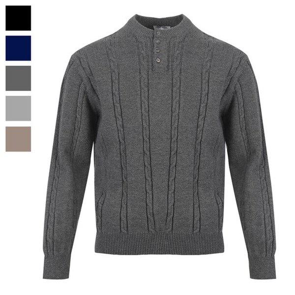 メンズジェイブケーブルヘンリーネック長袖ニットTシャツ AT-KN-Q039-チャコール 7,602円