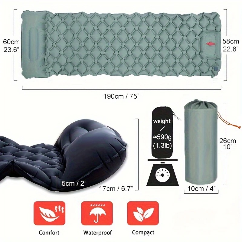 アウトドアキャンプ用インフレータブルマット足踏み用インフレータブルマットカジュアルインフレータブルベッドマット【MPOD24070720】