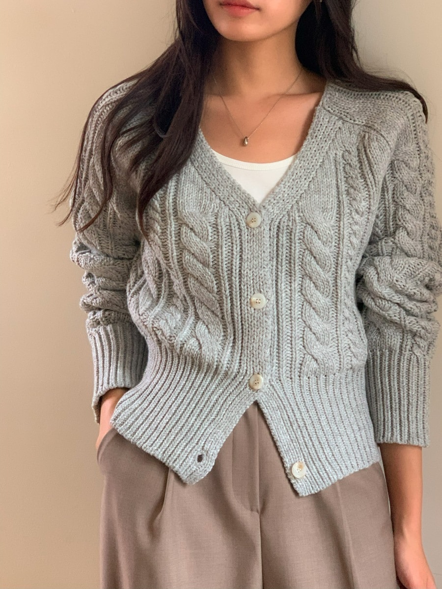 マジェンコットンケーブルカーディガン