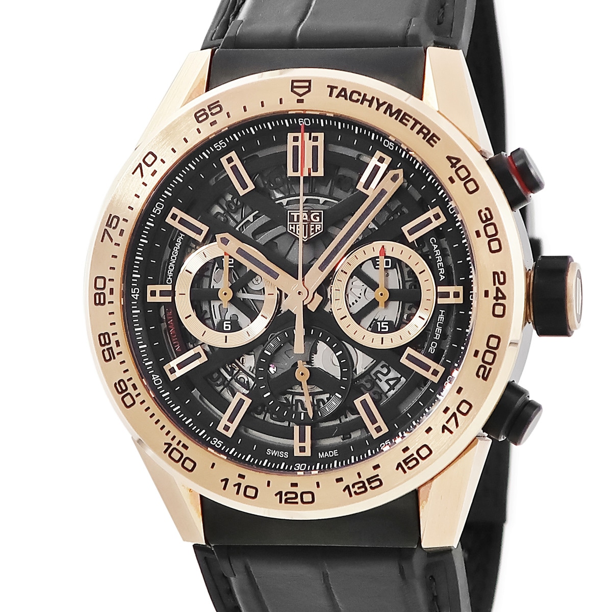 カレラ キャリバーホイヤー02 クロノ CBG2A51.FC6450 自動巻き メンズ K18RG×SS コンビ ブラックPVD 3年保証