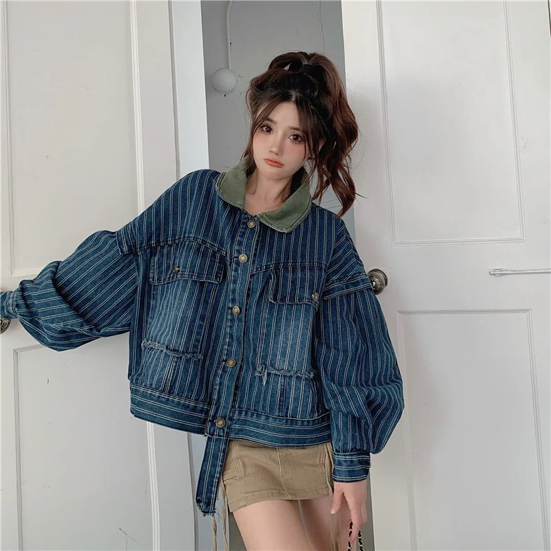 冬アウター秋 デニム おしゃれ コート 新作 ゆったり コントラストカラー 長袖トップスライダース 裏起毛ファッション2025はボアで決まり人気ボアアウターキルティングアウター 5,004円