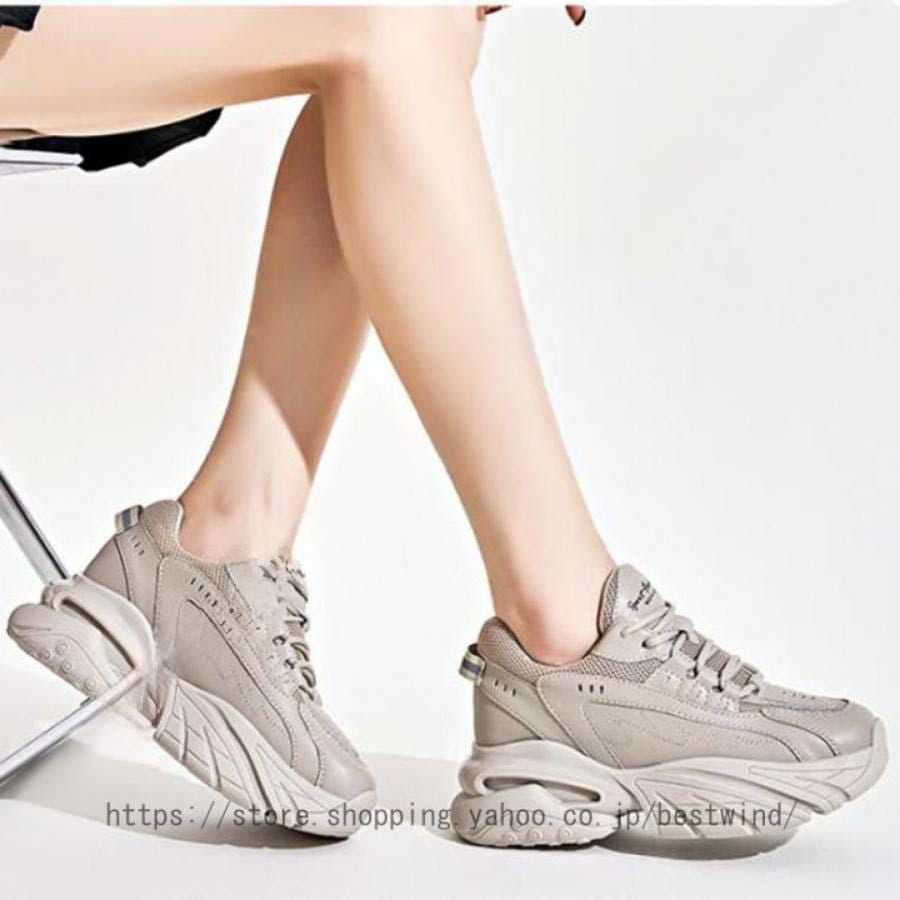 2025新品 数量限定 厚底スニーカー ハイカットスニーカー レディース 厚底スニーカー ハイカット スニーカー レースアップ スニーカー スポーツ カジュアルシューズ ヒール7cm 短納期
