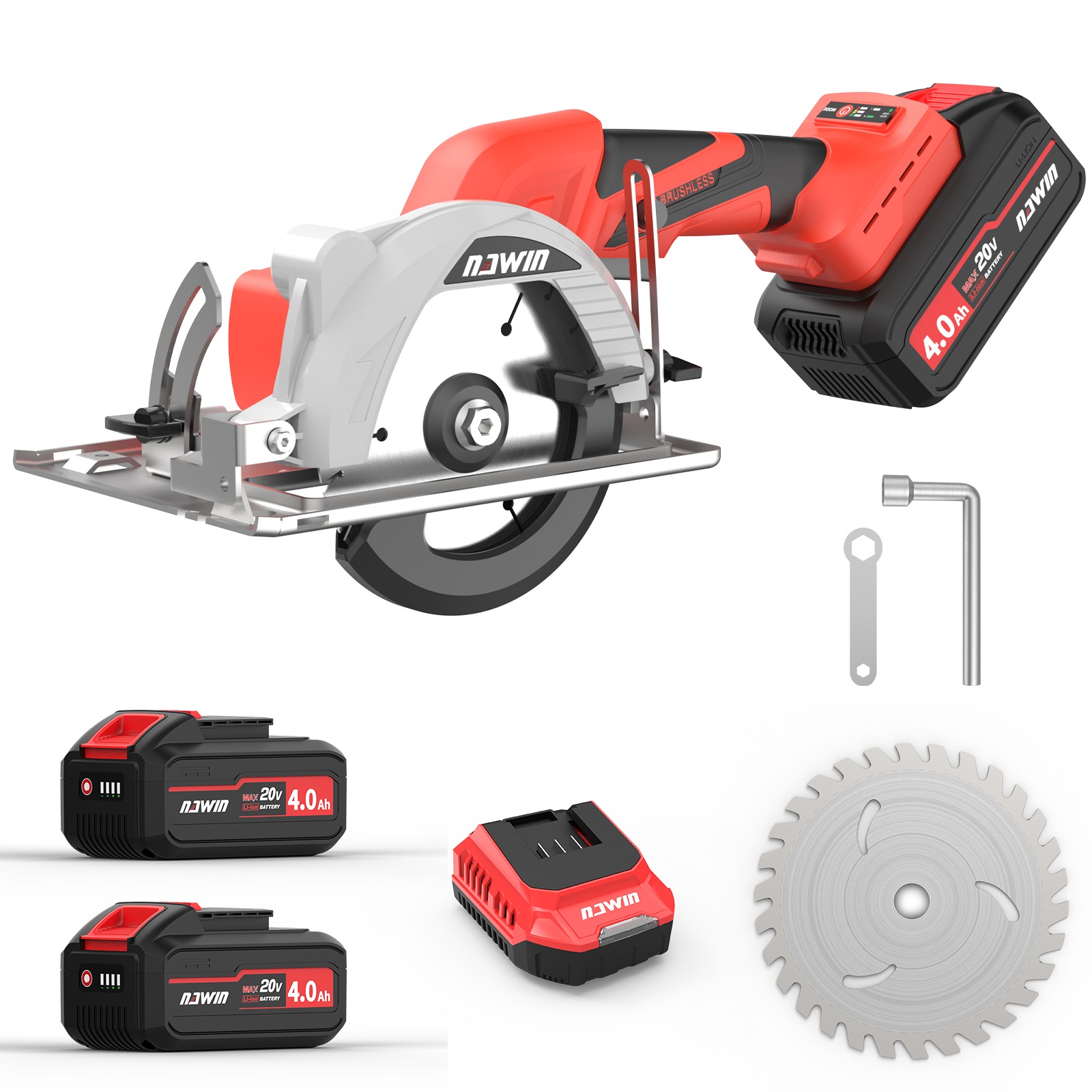 充電式丸ノコ 4.0Ahバッテリー2個付 コードレス 刃径125mm ブラシレスモーター 石材木材タイルの切断 電動丸ノコ マルノコ 丸鋸 丸のこ